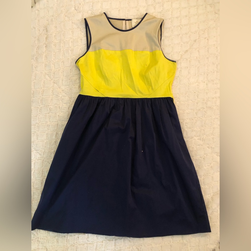 Kate Spade Women’s Size 12 Sleeveless Dress Yellow Beige & Blue